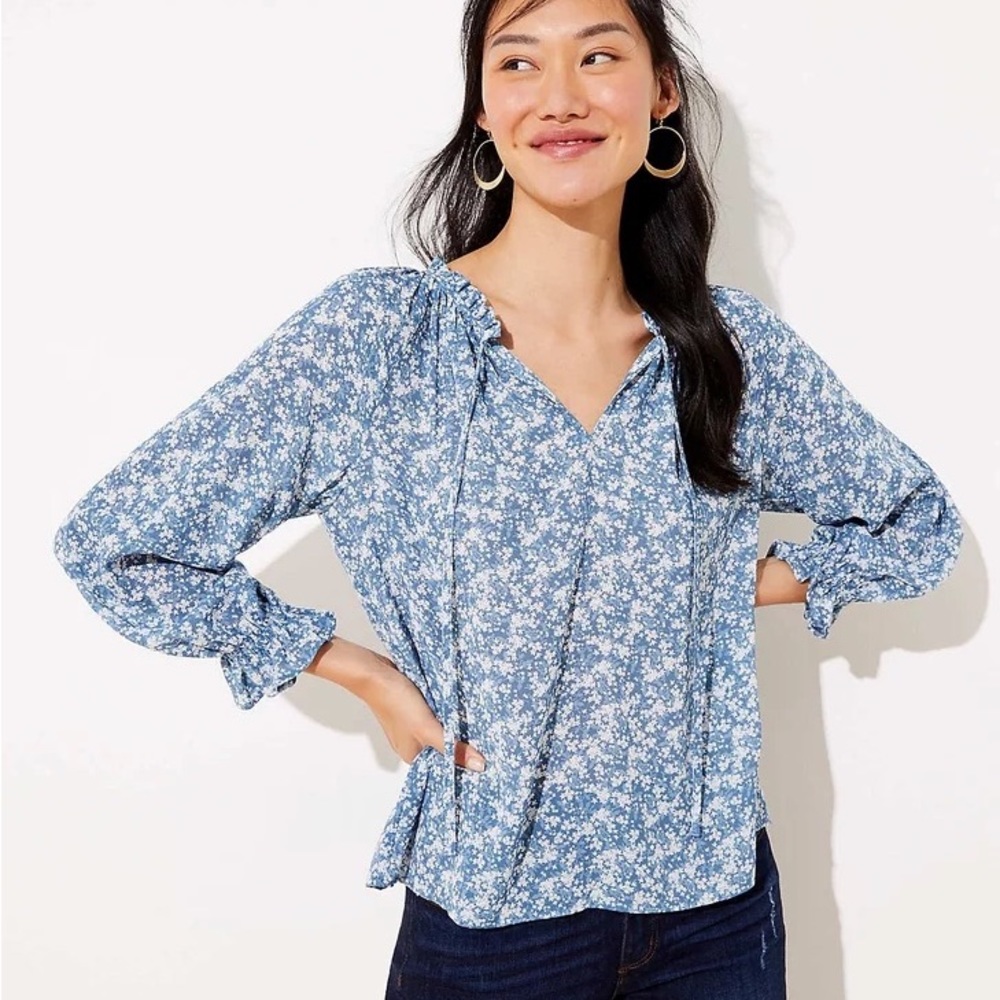 LOFT Floral Peplum Back Blouse